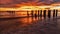 Coastal dream. Beach scene with famous old naples pier, florida, america.