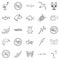 Coastal fauna icons set, outline style