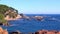 Coastal footage with rocks from a Spanish Costa Brava in a sunny day