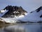 Coastal glaciers and volcanic mountains on Spitzbergen, Norway