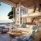Coastal home interior design of modern living room in seaside house