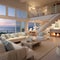 Coastal home interior design of modern living room in seaside house