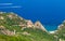 Coastal landscape of Corsica island. Small beach