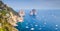 Coastal landscape with famous rocks of Capri island