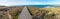 Coastal landscape near Bordeira Beach Algarve, dune landscape and wooden boardwalk, Carrapateira portugal