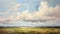 Coastal Landscape: Serene Clouds Over Open Field