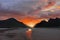 Coastal landscape Sunset, Lofoten Norway