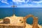 Coastal landscape - view of the orthodox chapel of St. Nicholas at the Cape Kaliakra