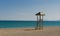 A coastal lifeguard watchtower by the sea