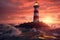 Coastal lighthouse standing tall against a. generative ai