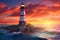 Coastal lighthouse standing tall against a. generative ai