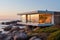 Coastal living in this stunning prefab house, where expansive windows frame breathtaking ocean views