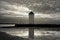 Coastal Lookout Tower at Sunset in Sepia