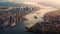 Coastal Metropolis Vista: Aerial View of Urban Splendor by the Sea