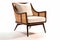 Coastal Modernism: Mid-century Inspired Lounge Chair with Woven Rattan Frame