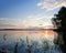 Coastal morning landscape. Saimaa lake