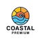 Coastal Ocean Monoline Logo Vector Vintage Emblem Vector Design badge illustration Symbol Icon