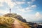 coastal path ending at a lighthouse on a cliff