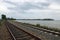 Coastal railway tracks along the ocean