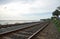 Coastal railway tracks along the ocean