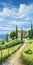 Coastal Road Artwork: Cypress Trees, Luxurious Villa, Serenity And Elegance