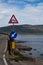 Coastal road and traffic signs, Sardinia