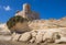 Coastal rocks and a building, island Malta