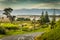 Coastal, rural landscape scene with road, Mahia Peninsula, East Coast, North Island, New Zealand