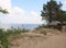 Coastal sand dunes and wooden Melnsils camping houses on the shores of the Gulf of Riga in Latvia. June 2019