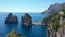 Coastal scene of azure Tyrrhenian Sea, Capri, island of Gulf of Naples, Italy