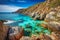 Coastal Scene with Colorful Cliffs and Crystal Clear Waters