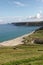 Coastal scene at West Cornwall England. Beach bay and headlands.