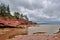 Coastal sea stacks and beach at low tide at the Burntcoat Head Park