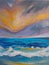 Coastal Serenity: Abstract Ocean Horizon with Sun and Clouds