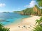 Coastal Serenity - Pristine Beach with Crystal-Clear Water and Golden Sands - Generated using AI Technology