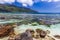 Coastal stones of Beau Vallon beach, Seychelles. Natural landscape photo