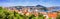 Coastal summer landscape, banner, panorama - top view of the port of Gruz of the town of Dubrovnik