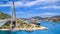 Coastal summer landscape, banner - view of Dubrovnik from the side of The Franjo Tudman Bridge