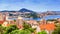 Coastal summer landscape - top view of the port of Gruz of the town of Dubrovnik