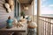 coastal themed balcony with seashells and a beachy vibe