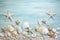 Coastal-Themed Wall Texture Background with Weathered Seashells and Soothing Blue Tones