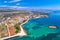 Coastal town of Posedarje and Velebit mountain aerial view