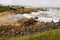 Coastal Town Wooden Steps and Concrete Jetty in Storm