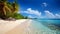 Coastal tranquility, gorgeous tropical beach, sunlit tree line, and gentle sea breezes
