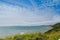 Coastal view of the sunny bay and ocean