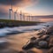 A coastal wind farm with offshore turbines harnessing energy2