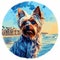 Coastal Yorkshire Terrier Digital Painting With Fisheye Lens