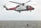 Coastguard rescue helicopter team in action. Scotland. UK