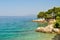 Coastline of adriatic sea. Podgora, Croatia