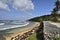 Coastline in Barbados with with seaweed-covered beaches and Atlantic Ocean